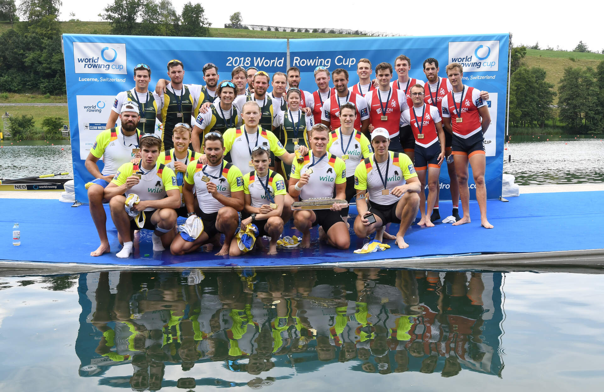 World Rowing Cup III Luzern M8 Gold Silver Bronze GER AUS NED